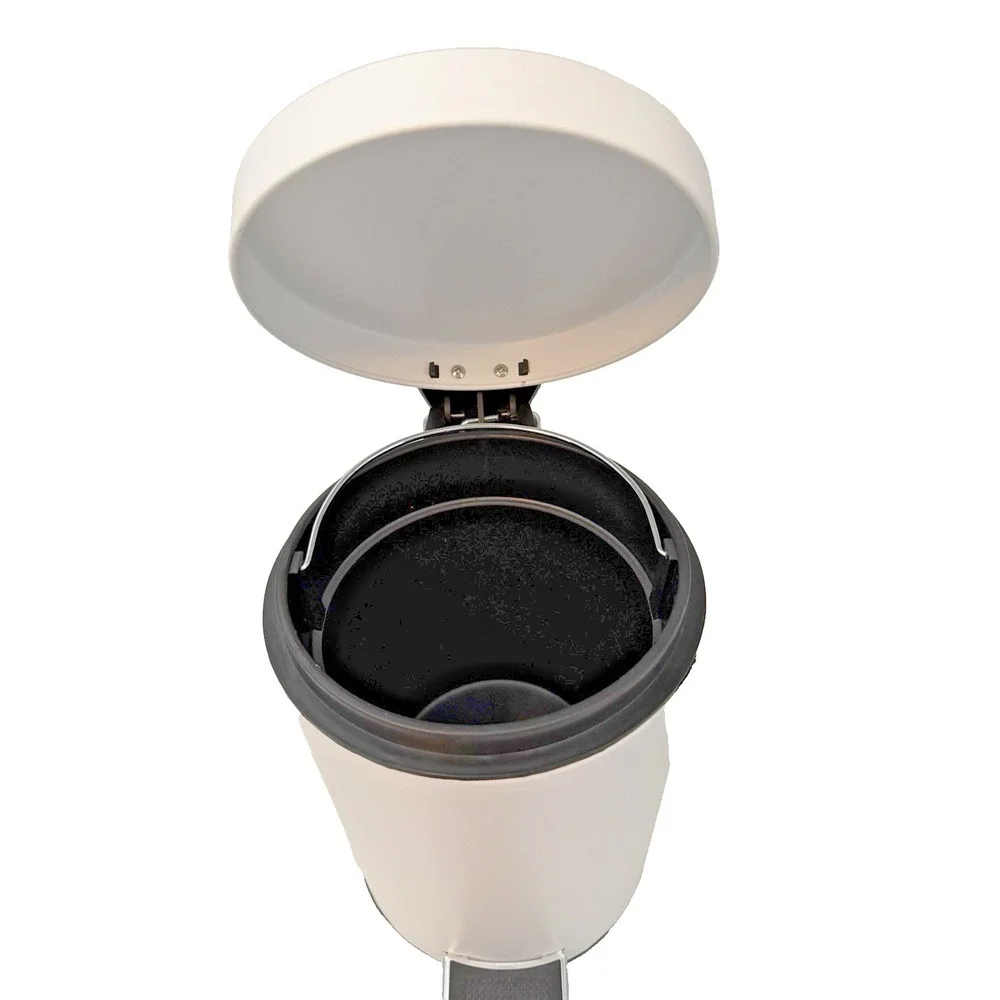 Small Metal White 2 Liter Step Trash Can with Removable Liner 9.5